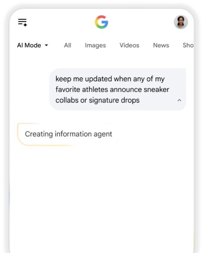 Asking Google Search to create an information agent
